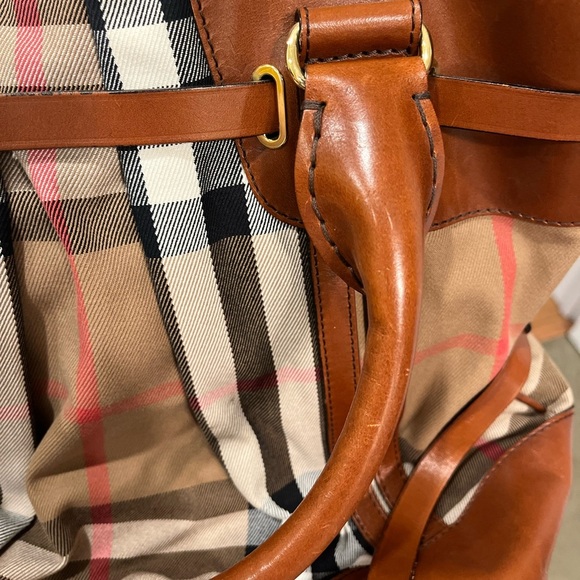 Burberry Bridle Whipstitch Convertible Tote House Check Canvas Medium - Picture 4 of 13